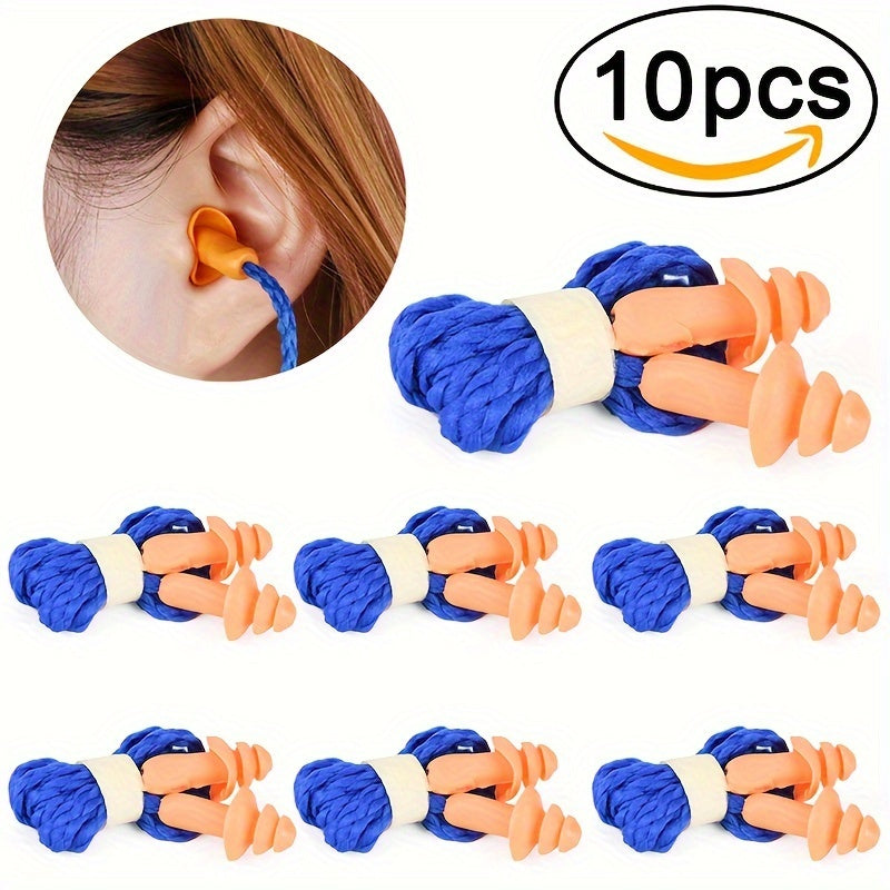 10pcs Silicone Ear Plugs Hearing Protection with Cord