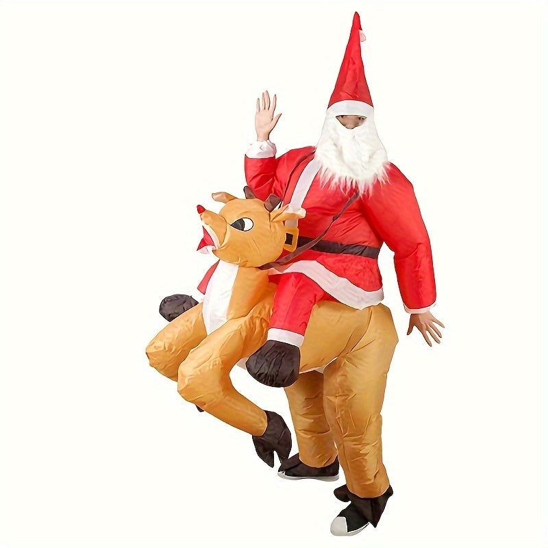 Inflatable Santa Riding Deer Costume Halloween Cosplay Party