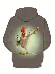 Men's Rooster Pattern 3D Print Hooded Sweatshirt Sports Top