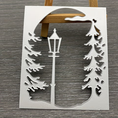 1pc DIY Christmas Tree Cutting Dies Street Lamp Background Carbon Steel Die