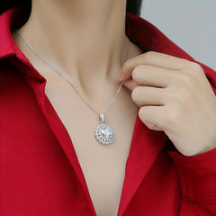 5ct Moissanite Necklace 925 Silver Women's Pendant Chain Jewelry Decor