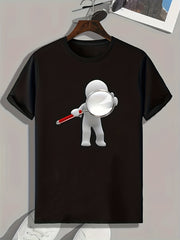 Cartoon Pattern Print Men's Comfy Sports T-shirt Graphic Tee