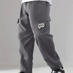 Cartoon Pattern Cargo Pants Men's Casual Loose Fit Drawstring Cargo Joggers