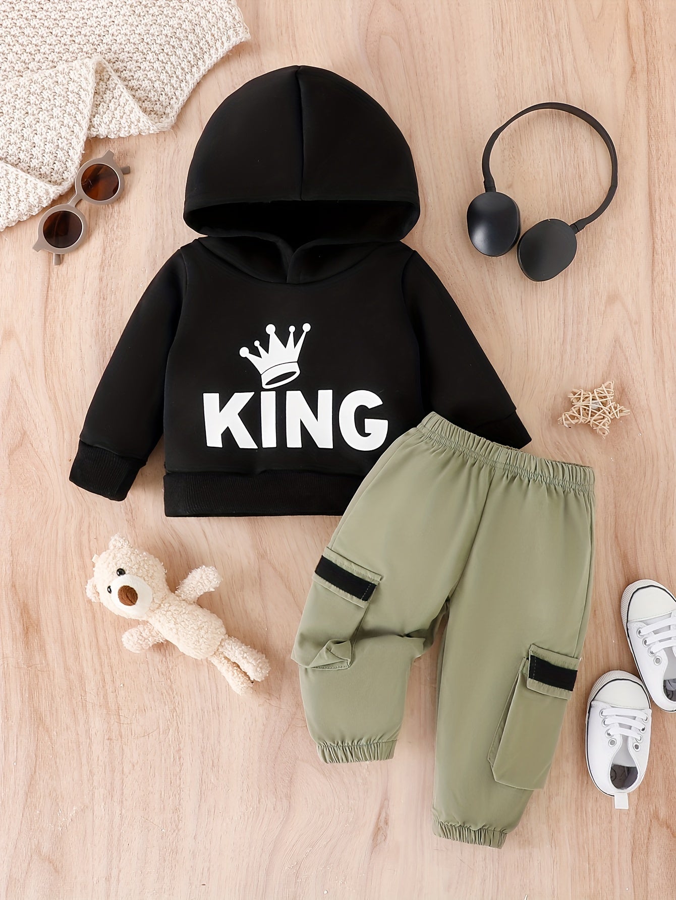 Baby Boy Hoodies Pants Set Letter Print 2pcs Outfit