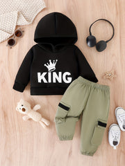 Baby Boy Hoodies Pants Set Letter Print 2pcs Outfit