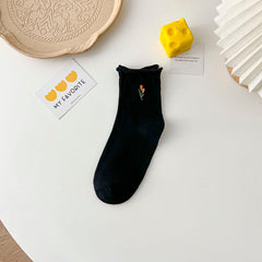 Soft Cotton Ankle Socks Floral Pattern Women's Stocking