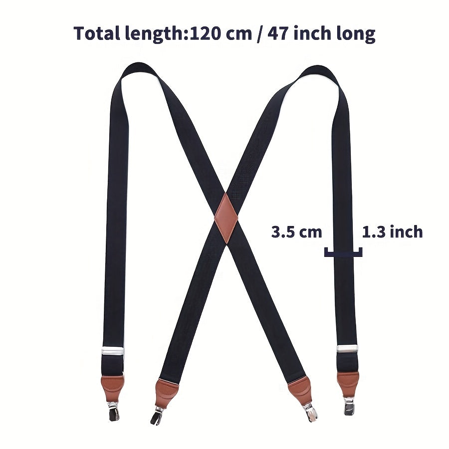 Men's X-Shaped 4 Buckles Elastic Belt Strap Suspender