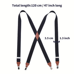 Men's X-Shaped 4 Buckles Elastic Belt Strap Suspender