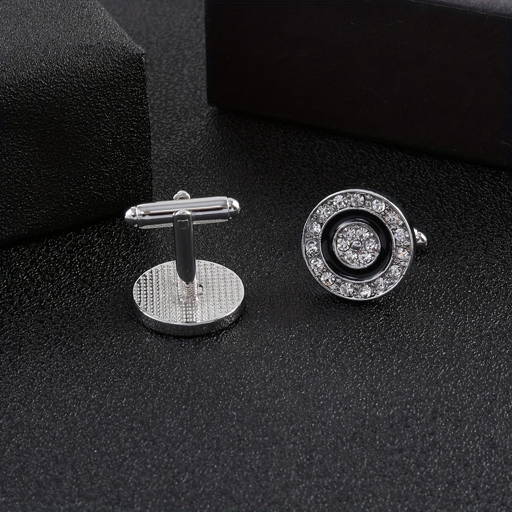 Rhinestone Round Cufflinks Suit Button Cufflinks Sleeves Shirt Studs