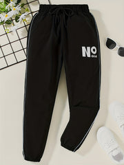 Girls Letter Graphic Sweatpants Elastic Waist Casual Jogger Pants