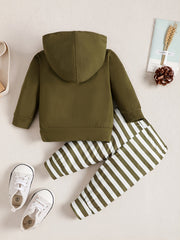 2pcs Boys Hoodies Sweatpants Set Letter Print Long Sleeve Hooded Sweatshirt Stri