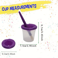 10pc Spill Proof Paint Cup & 10pc Large Round Brush Set