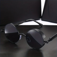 Steampunk Round Metal Sunglasses UV400 With Case