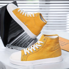 Women's Yellow Canvas High Top Sneakers
