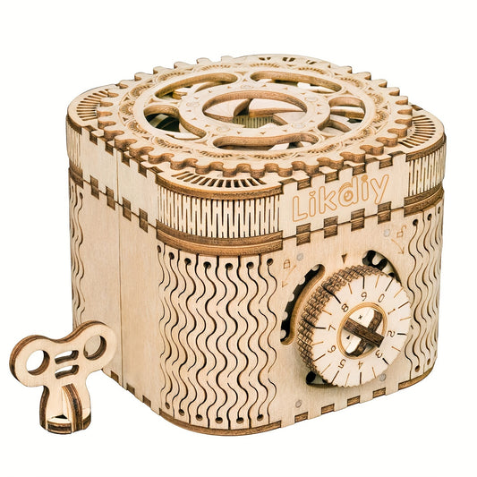 Wooden Puzzle Mechanical Treasure Box Model DIY Brain Teaser Project