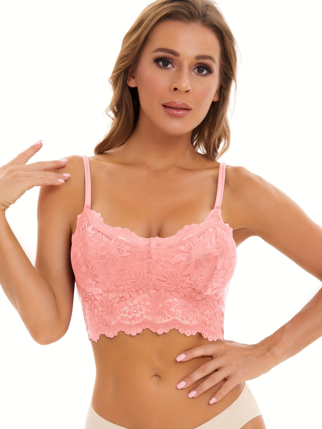 Lace Wireless Bra with Scalloped Trim
