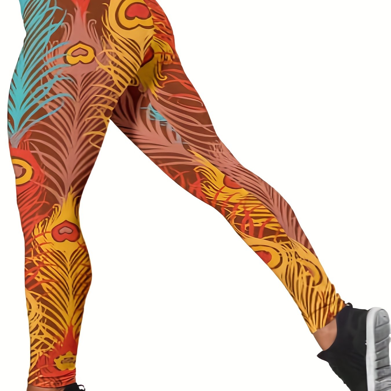 Feather Print Medium Stretch Leggings