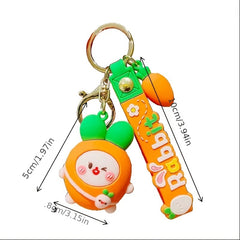2pcs Orange Carrot Rabbit Doll Key Chain Car Backpack Bag Pendant Holiday Gift