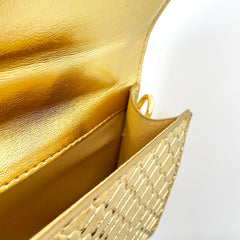 Women's Golden Embossed Handbag with Shoulder Strap