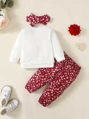 Cartoon Graphic Baby Girls Sweatshirt & Pants Set