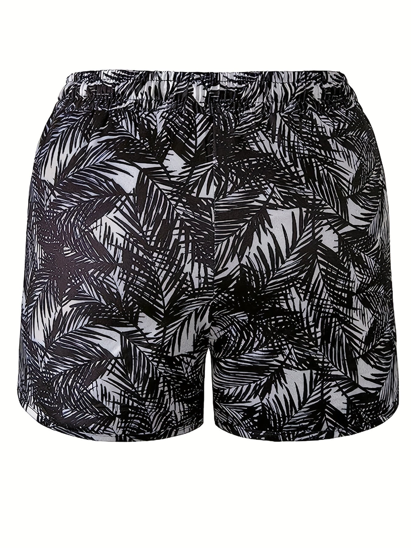 Tropical Print Double Layered Tie Front Yoga Running Shorts