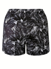 Tropical Print Double Layered Tie Front Yoga Running Shorts