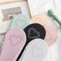 6 Pairs Heart Mesh Socks Lace Ankle No Show Women's Stockings