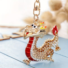 Chinese Zodiac Dragon Keychain Pendant for Keys Bags Wallets
