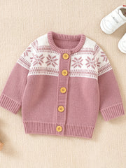Toddler Baby Knit Sweater Jacquard Cardigan Christmas Top