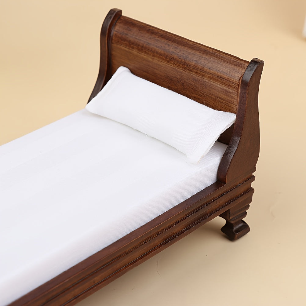 Wooden Single Bed Dollhouse Furniture Decor Toy