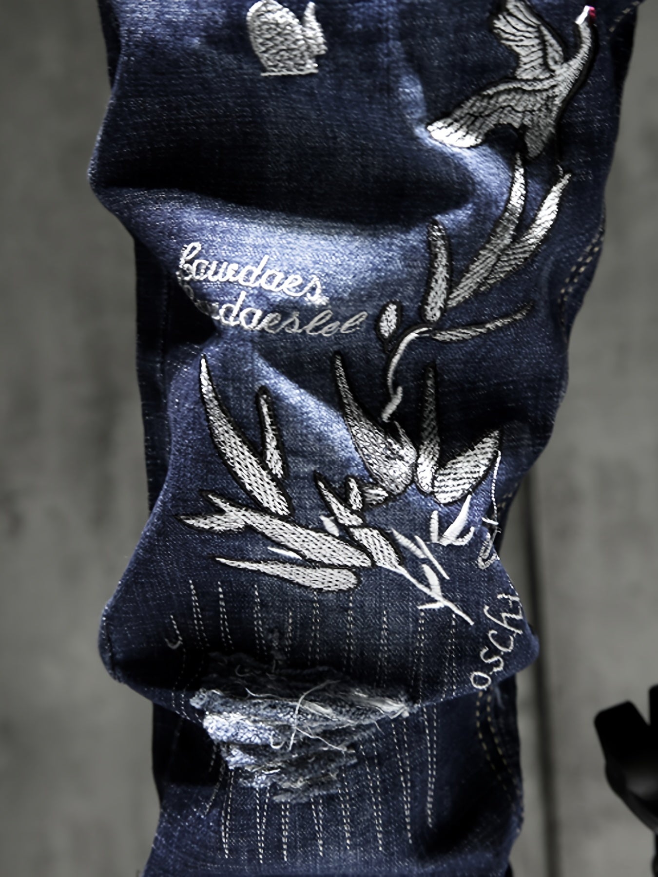 Men's Slim Fit Royal Jeans with Embroidered Print
