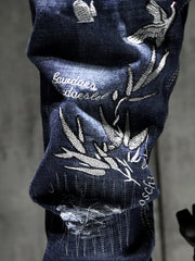 Men's Slim Fit Royal Jeans with Embroidered Print