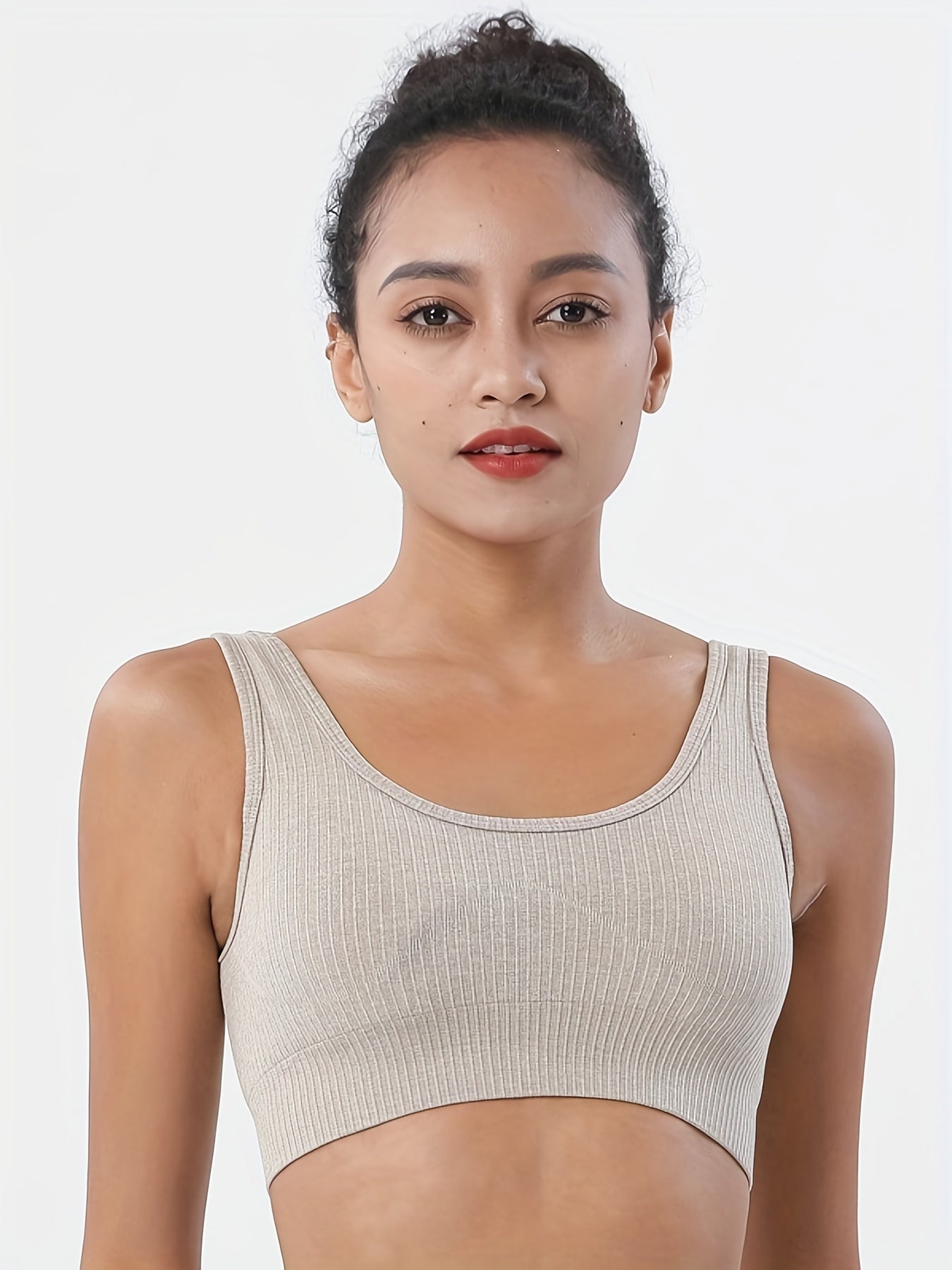Ribbed Seamless Sports Bra with Padding - Gym Yoga Fitness