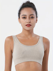 Ribbed Seamless Sports Bra with Padding - Gym Yoga Fitness