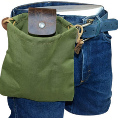 Bush Craft Belt Bag Foldable Canvas Fanna Pack With Leather Cover And Buckle