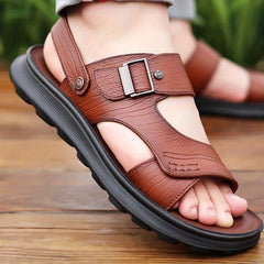 Men's Solid Open Toe Slip On Sandals Outdoor Soft Sole Beach Sandals