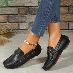 Women's Solid Flat Loafers Slip On Low Round Toe Soft Sole Lightweight Shoes