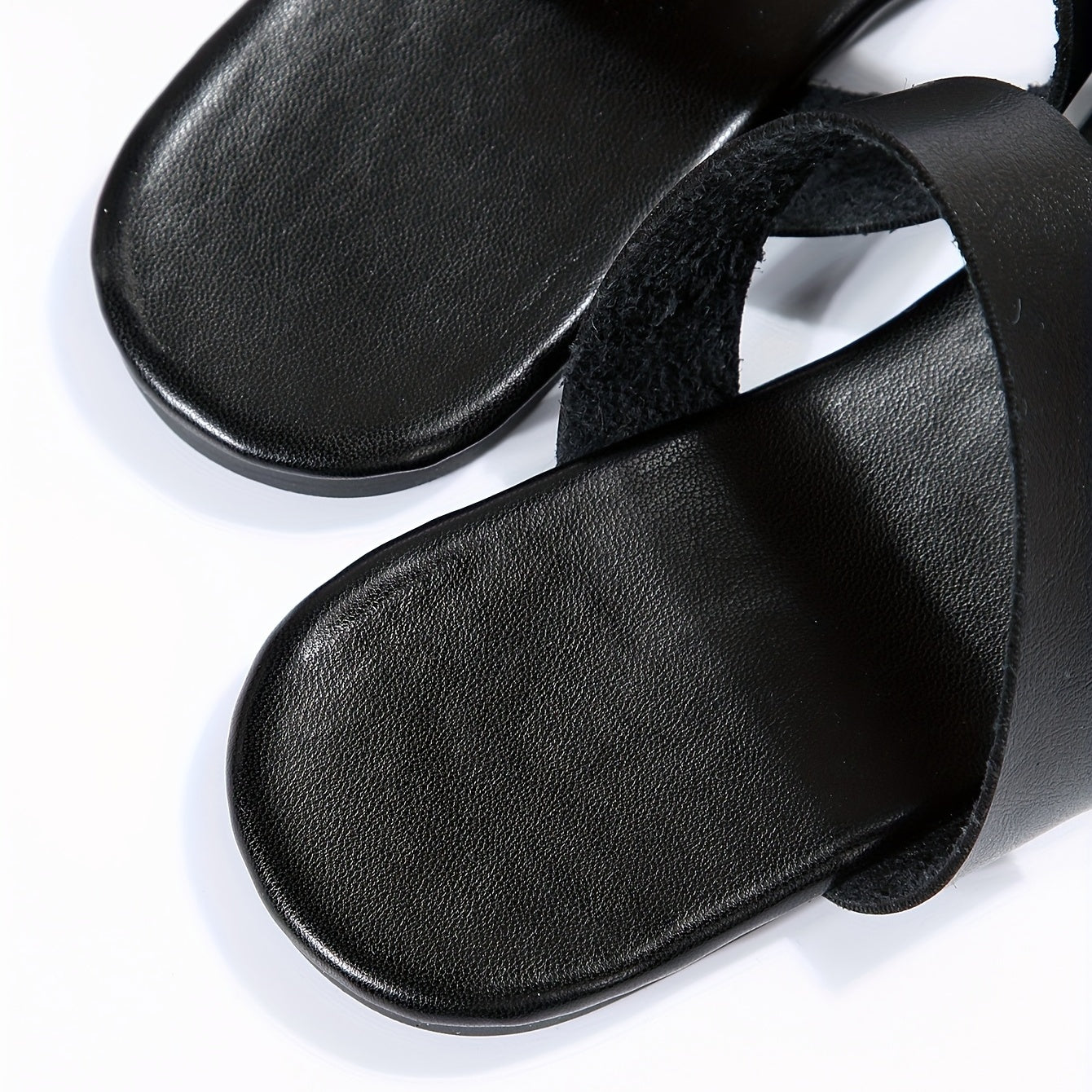Women's Faux Leather Strap Open Toe Sandals Platform Waterproof Slides