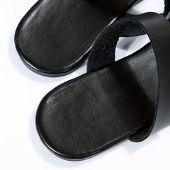 Women's Faux Leather Strap Open Toe Sandals Platform Waterproof Slides