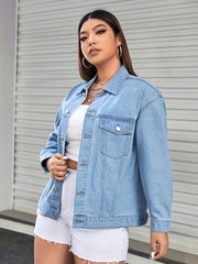 Casual Denim Jacket Women's Long Sleeve Lapel Collar Denim Jacket