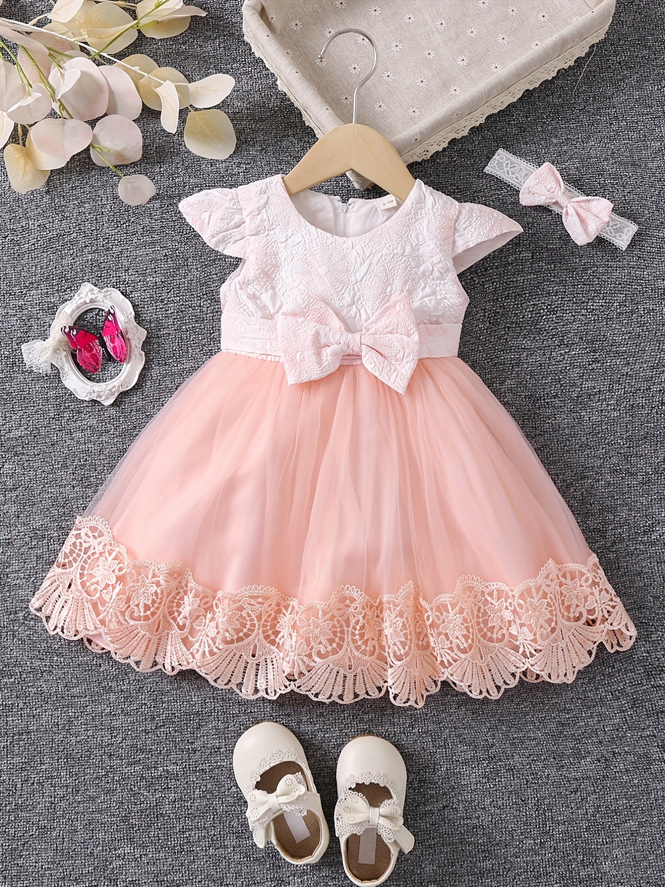 Girls Princess Dress Baby Girls Floral Graphic Mesh Puffy Casual