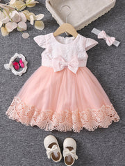 Girls Princess Dress Baby Girls Floral Graphic Mesh Puffy Casual