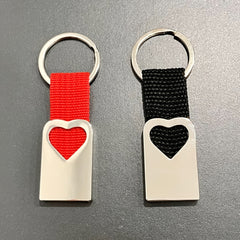 Heart Shape Metal Keychain with Woven Tape - Creative Keychain