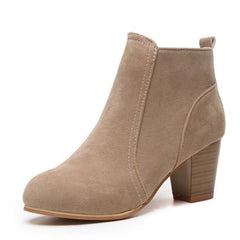 Women's Chunky Heeled Ankle Boot Suede Autumn Winter Boots