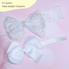 2pcs Butterfly Bow Lace Headbands for Baby Girls Kids