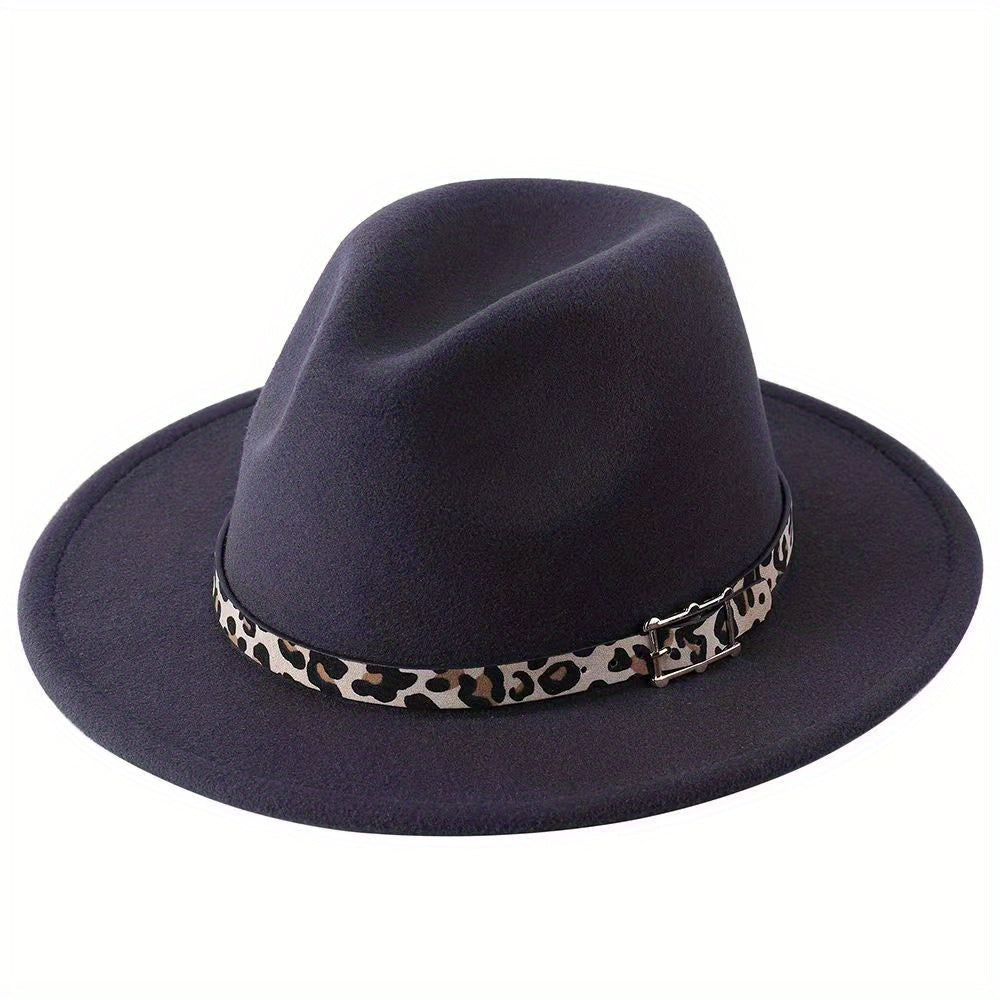 Leopard Pattern Jazz Felt Hat for Men and Women