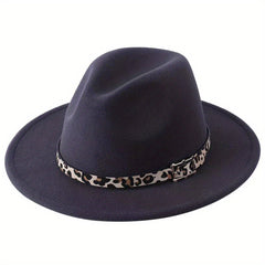 Leopard Pattern Jazz Felt Hat for Men and Women