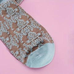 Floral Print Crew Socks Ethnic Embroidery Mid Tube Stockings