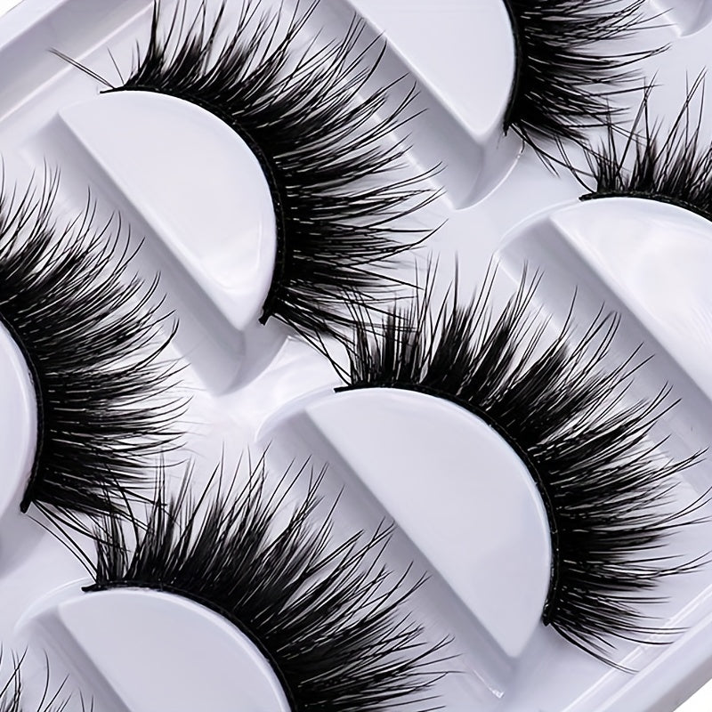 5 Pairs Double Layer Natural 3D Faux Mink False Eyelashes