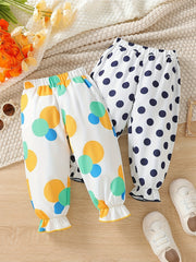 Baby Girls Polka Dot Trousers 2pcs Set Anti-mosquito Pants